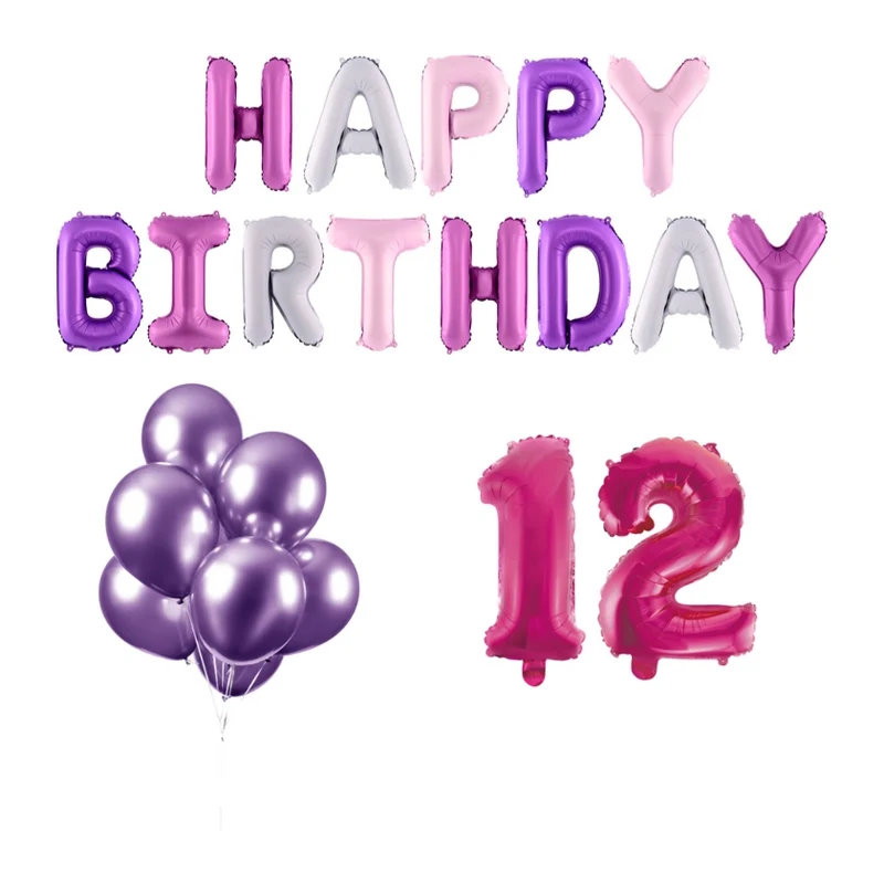12 jaar Verjaardag Versiering Ballon Pakket Pastel & Roze