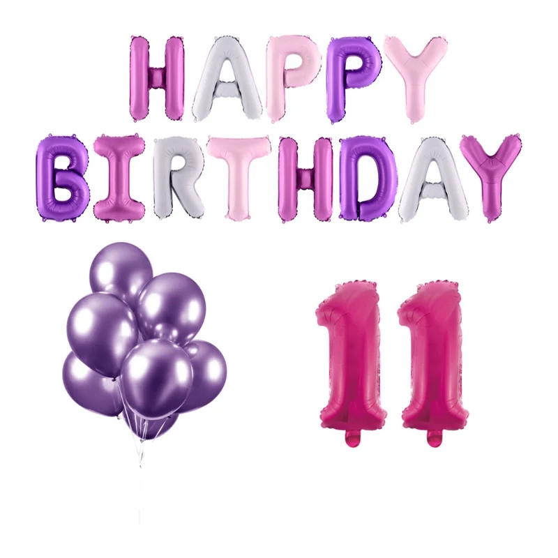 11 jaar Verjaardag Versiering Ballon Pakket Pastel & Roze