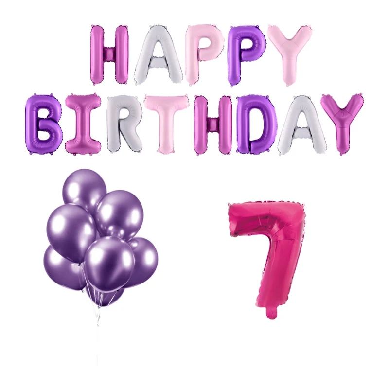 7 jaar Verjaardag Versiering Ballon Pakket Pastel & Roze