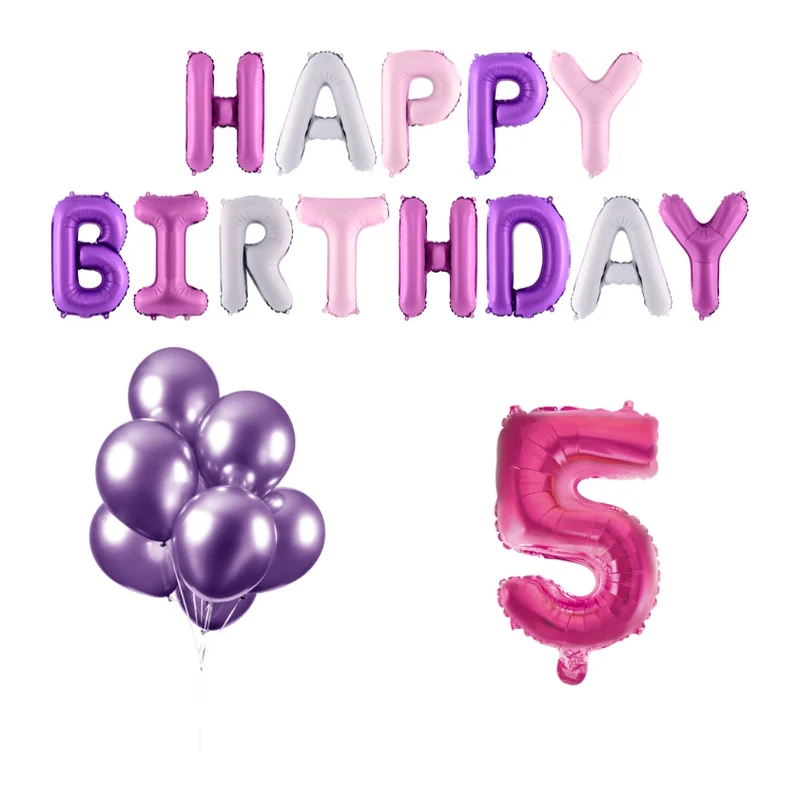 5 jaar Verjaardag Versiering Ballon Pakket Pastel & Roze