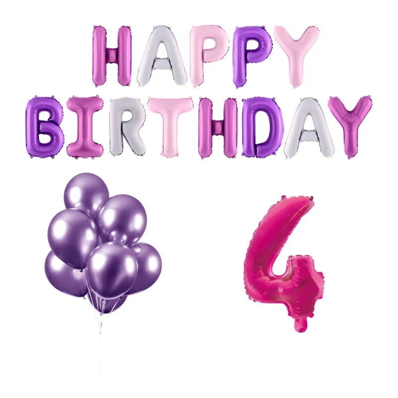 4 jaar Verjaardag Versiering Ballon Pakket Pastel & Roze