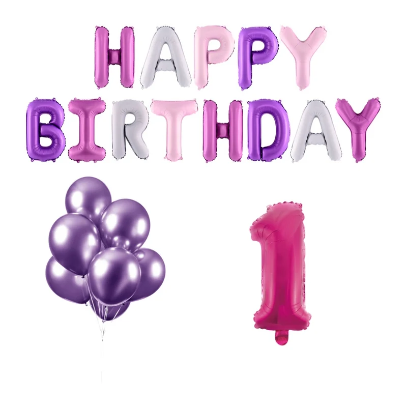 1 jaar Verjaardag Versiering Ballon Pakket Pastel & Roze