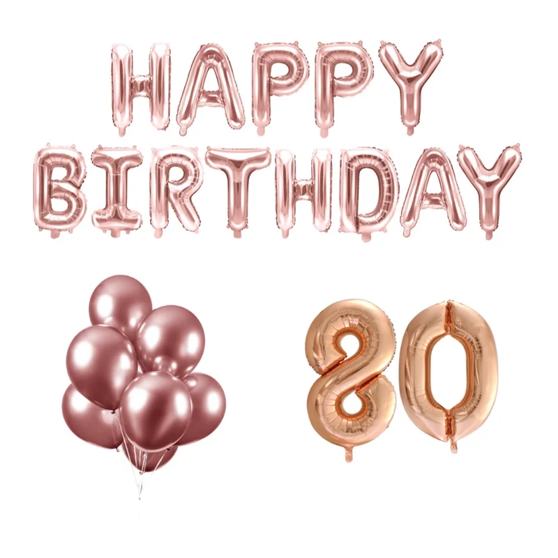80 jaar Verjaardag Versiering Ballon Pakket rosé goud