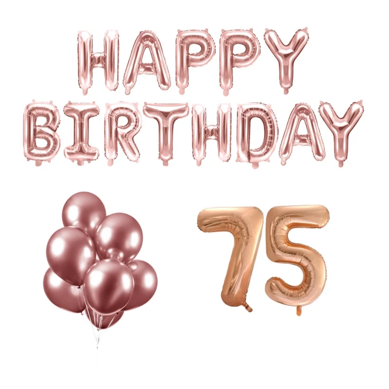 75 jaar Verjaardag Versiering Ballon Pakket rosé goud
