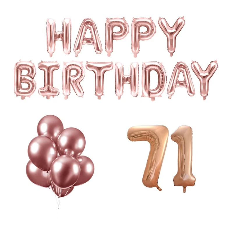 71 jaar Verjaardag Versiering Ballon Pakket rosé goud