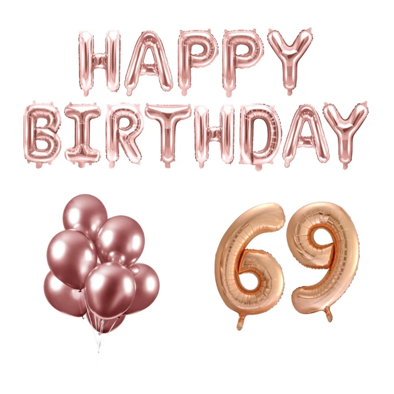 69 jaar Verjaardag Versiering Ballon Pakket rosé goud