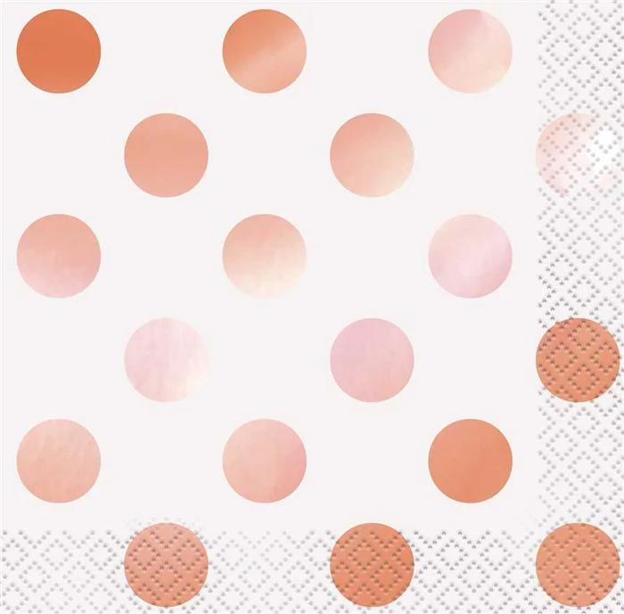 Servetten Rosé Goud Dots