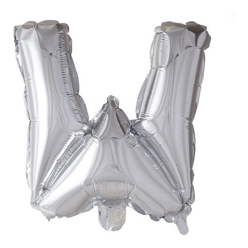 Letterballon W Zilver 41 cm