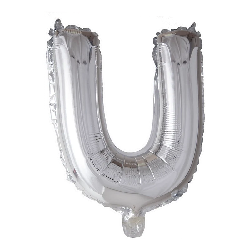 Letterballon U Zilver 41 cm
