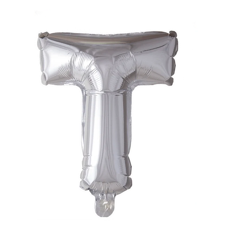 Letterballon T Zilver 41 cm