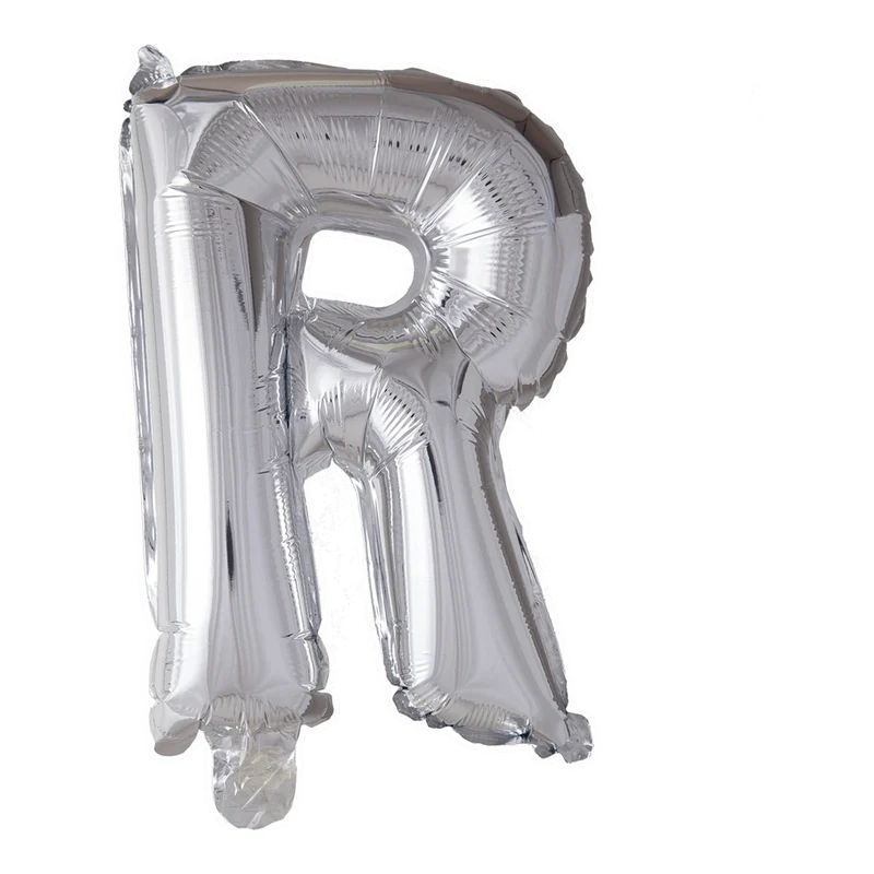 Letterballon R Zilver 41cm