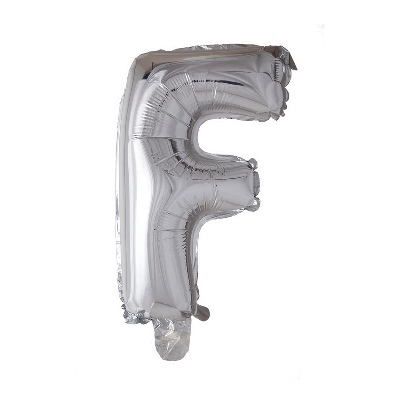 Letterballon F Zilver 41 cm
