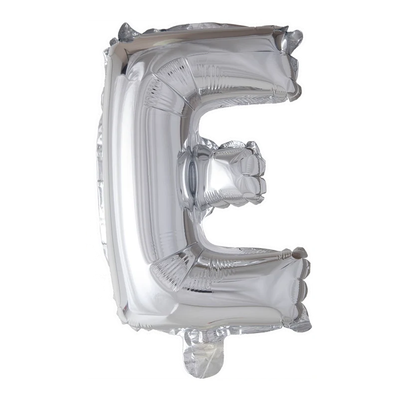 Letterballon E Zilver 41 cm