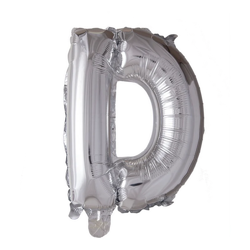 Letterballon D Zilver 41 cm
