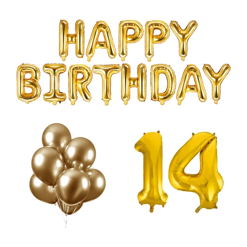 14 jaar Verjaardag Versiering Ballon Pakket Goud
