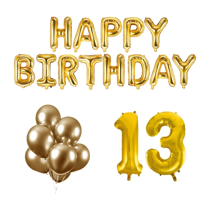 13 jaar Verjaardag Versiering Ballon Pakket Goud