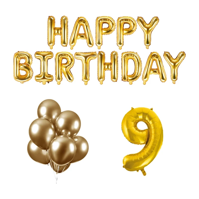 9 jaar Verjaardag Versiering Ballon Pakket Goud