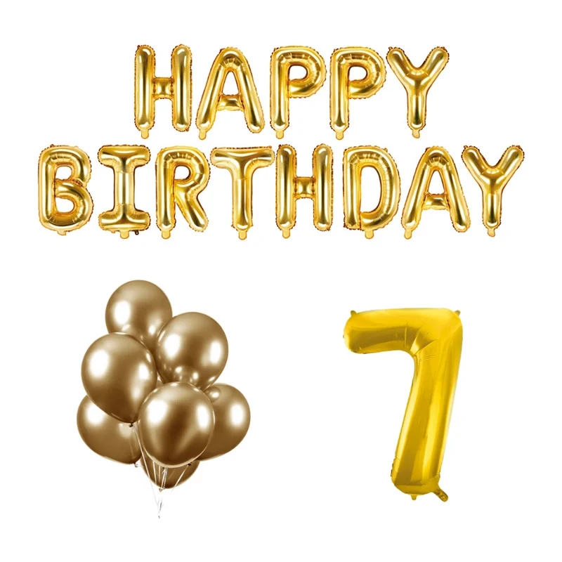 7 jaar Verjaardag Versiering Ballon Pakket Goud