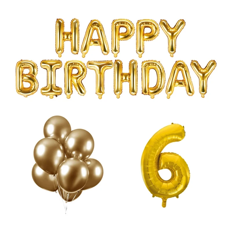 6 jaar Verjaardag Versiering Ballon Pakket Goud