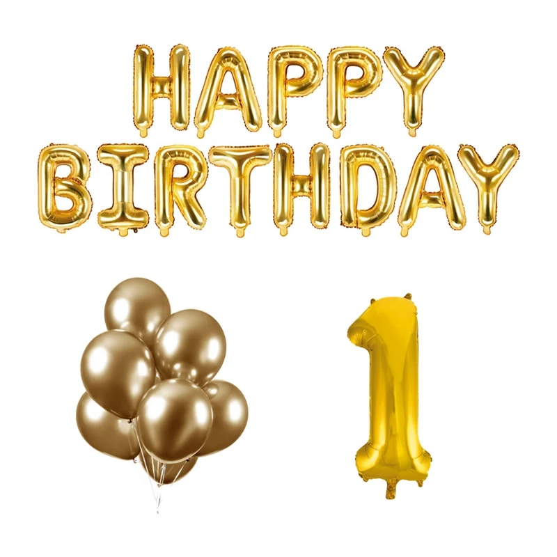 1 jaar Verjaardag Versiering Ballon Pakket Goud