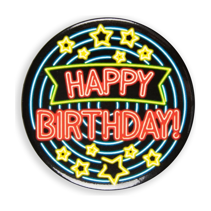 Neon button - Happy birthday