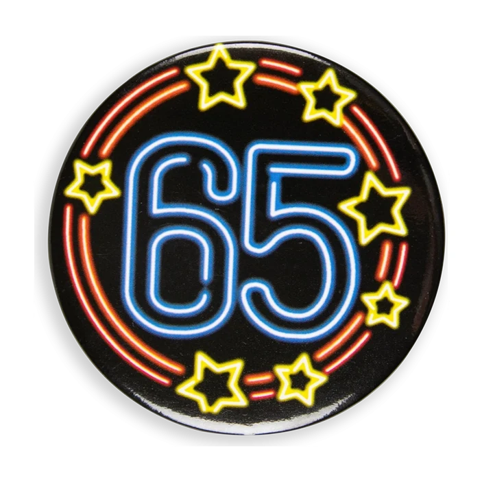 Neon button - 65 jaar