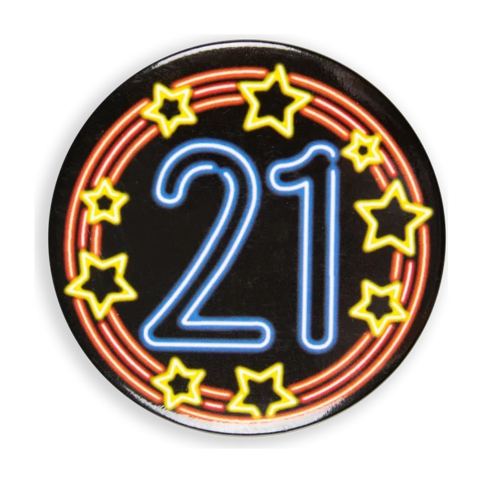 Neon button - 21 jaar