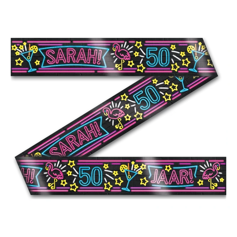 Afzetlint - Sarah 50 jaar - Neon