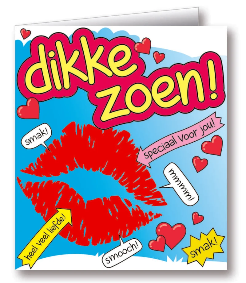 Wenskaarten - dikke zoen cartoon
