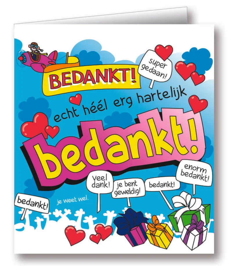 Wenskaarten - bedankt cartoon