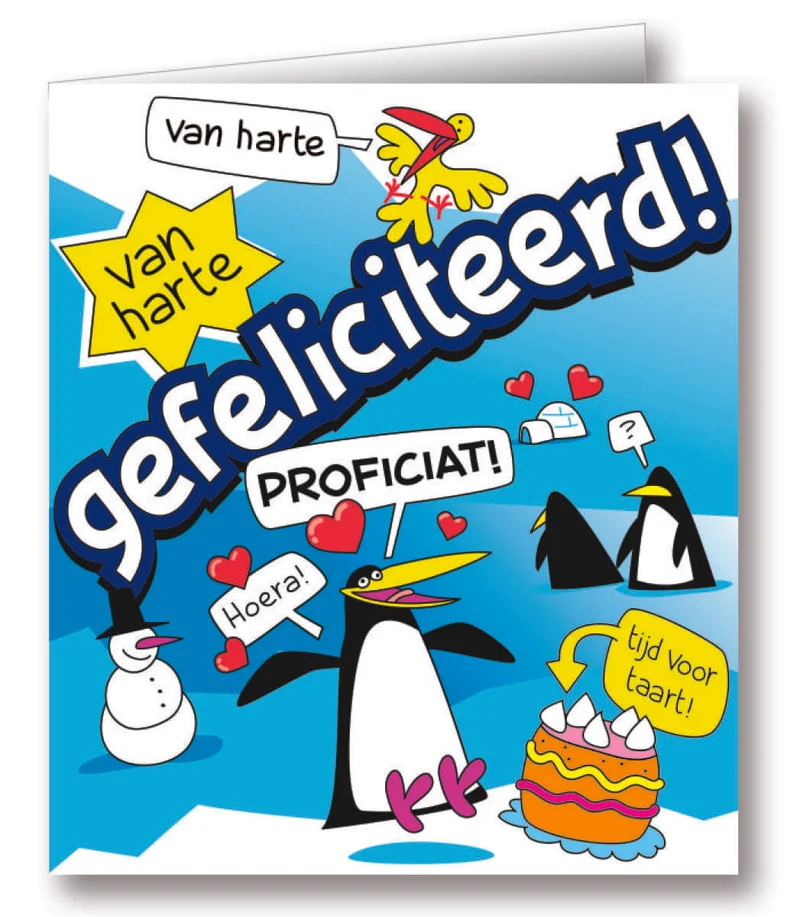 Wenskaarten - gefeliciteerd cartoon