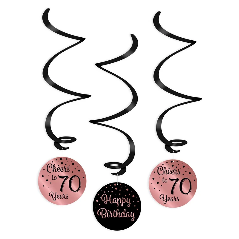 Swirl verjaardag decoratie 70 jaar rose goud