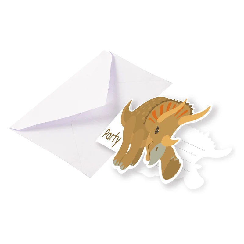 8 uitnodigingen met envelop Happy Dinosaur