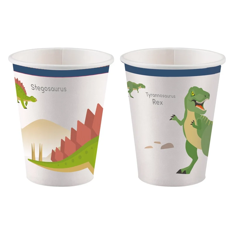 8 papieren bekers Happy Dinosaur
