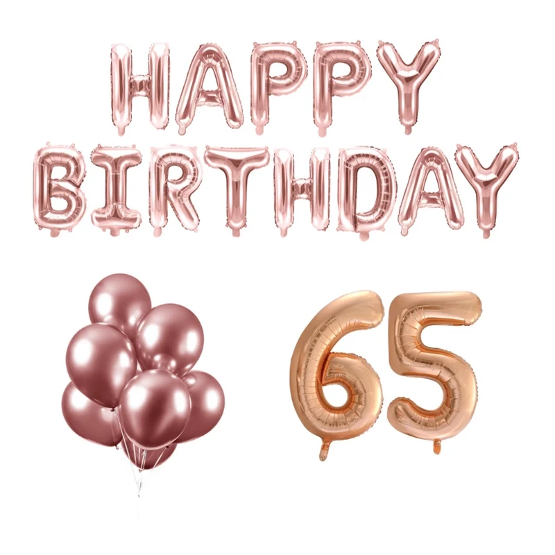 65 jaar Verjaardag Versiering Ballon Pakket rosé goud