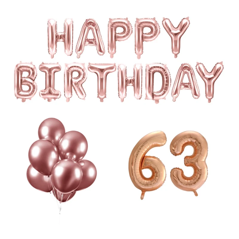 63 jaar Verjaardag Versiering Ballon Pakket rosé goud