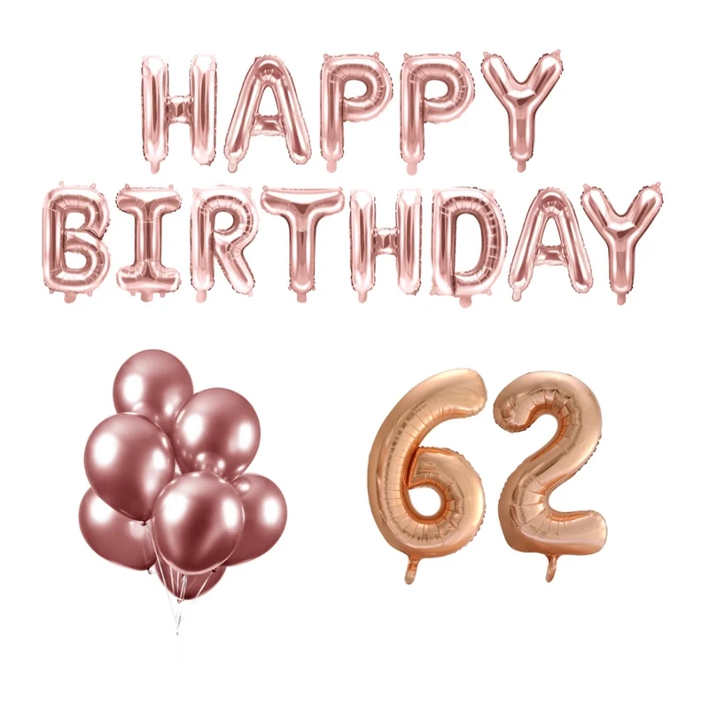 62 jaar Verjaardag Versiering Ballon Pakket rosé goud