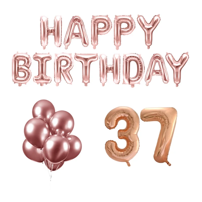 37 jaar Verjaardag Versiering Ballon Pakket rosé goud