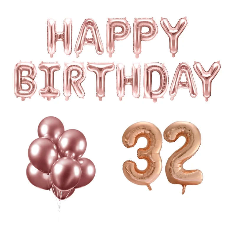 32 jaar Verjaardag Versiering Ballon Pakket rosé goud