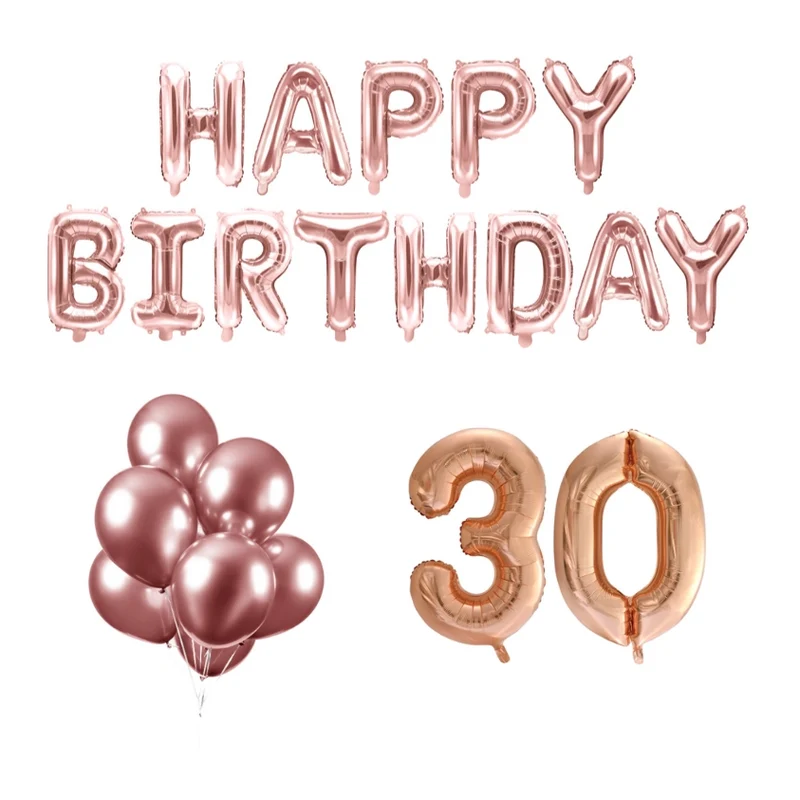 30 jaar Verjaardag Versiering Ballon Pakket rosé goud