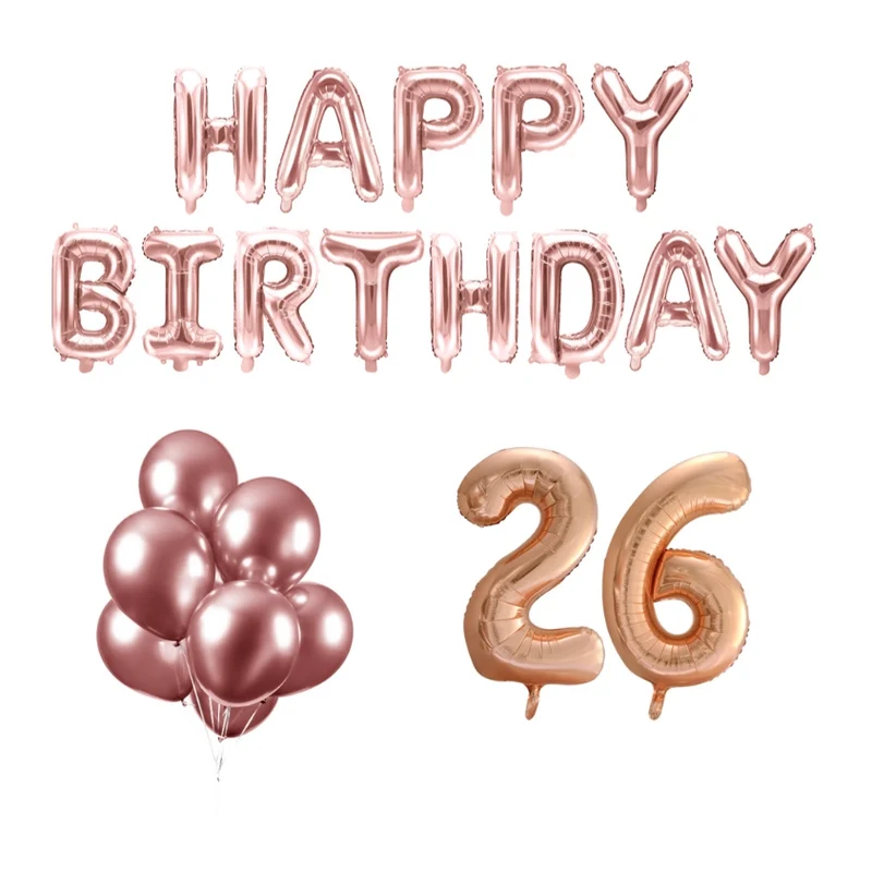 26 jaar Verjaardag Versiering Ballon Pakket rosé goud