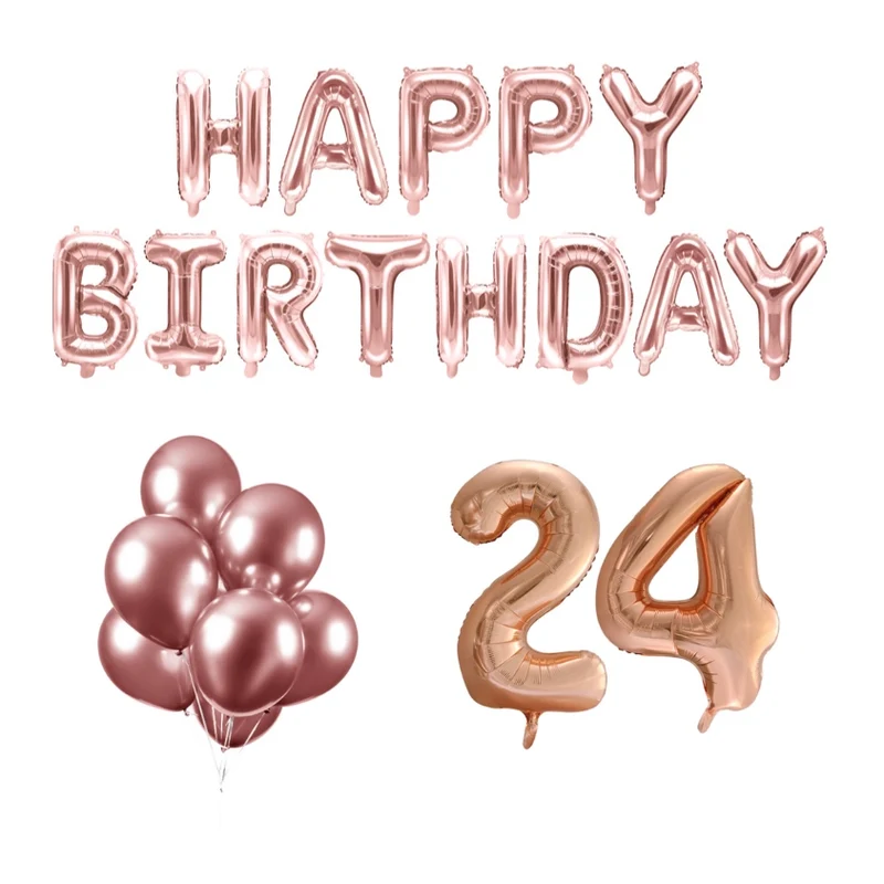 24 jaar Verjaardag Versiering Ballon Pakket rosé goud