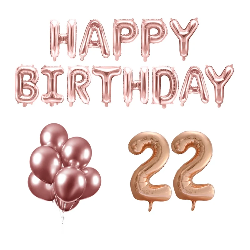 22 jaar Verjaardag Versiering Ballon Pakket rosé goud