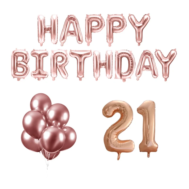 21 jaar Verjaardag Versiering Ballon Pakket rosé goud