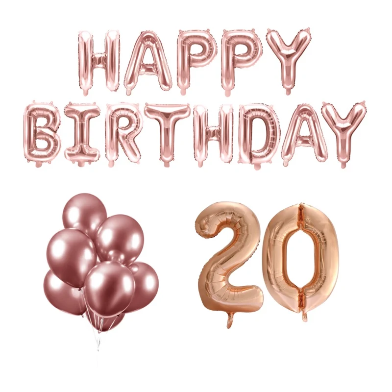 20 jaar Verjaardag Versiering Ballon Pakket rosé goud
