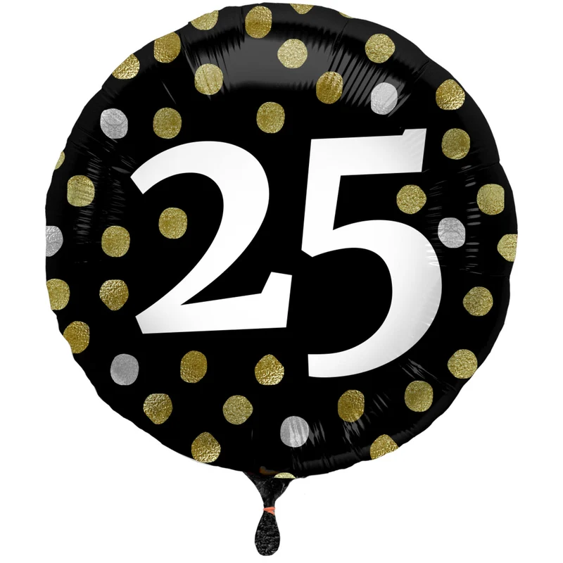 Folieballon Glossy Black 25 Jaar 45cm S40