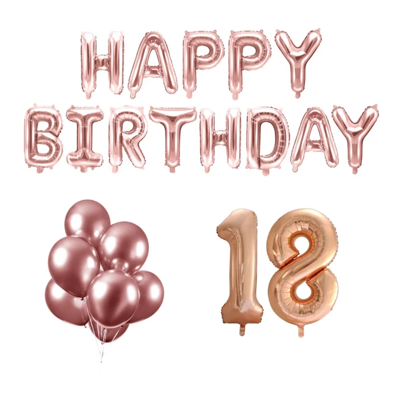 18 jaar Verjaardag Versiering Ballon Pakket rosé goud
