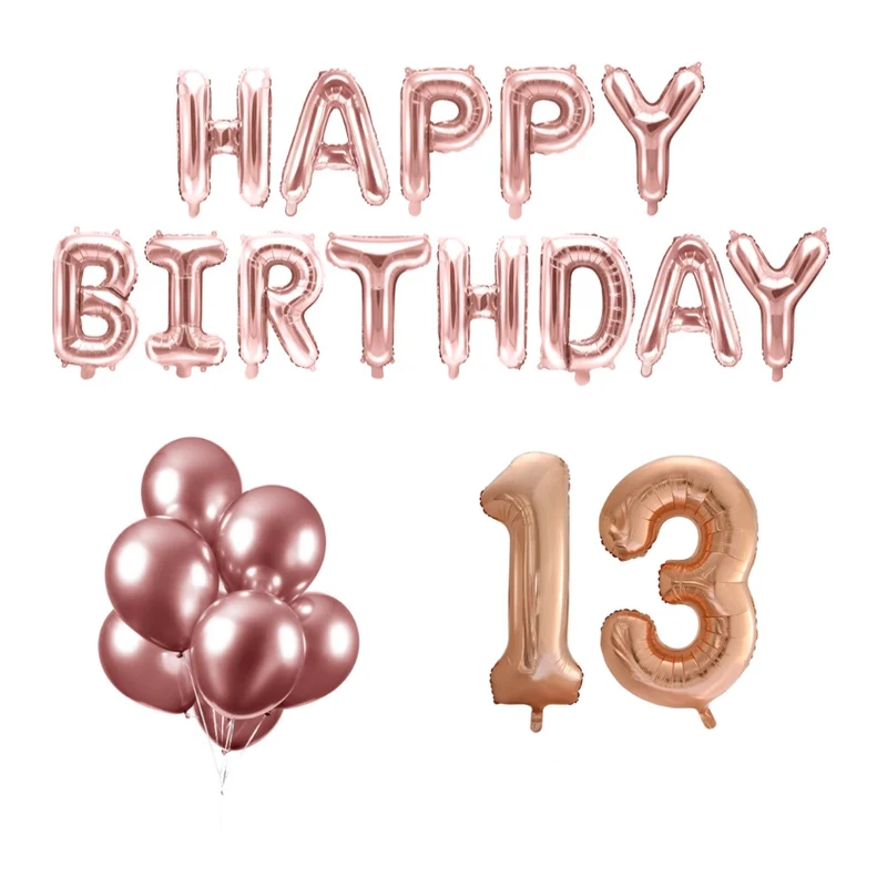 13 jaar Verjaardag Versiering Ballon Pakket rosé goud