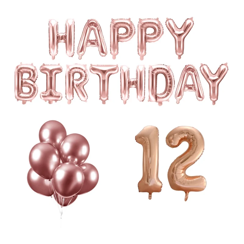 12 jaar Verjaardag Versiering Ballon Pakket rosé goud