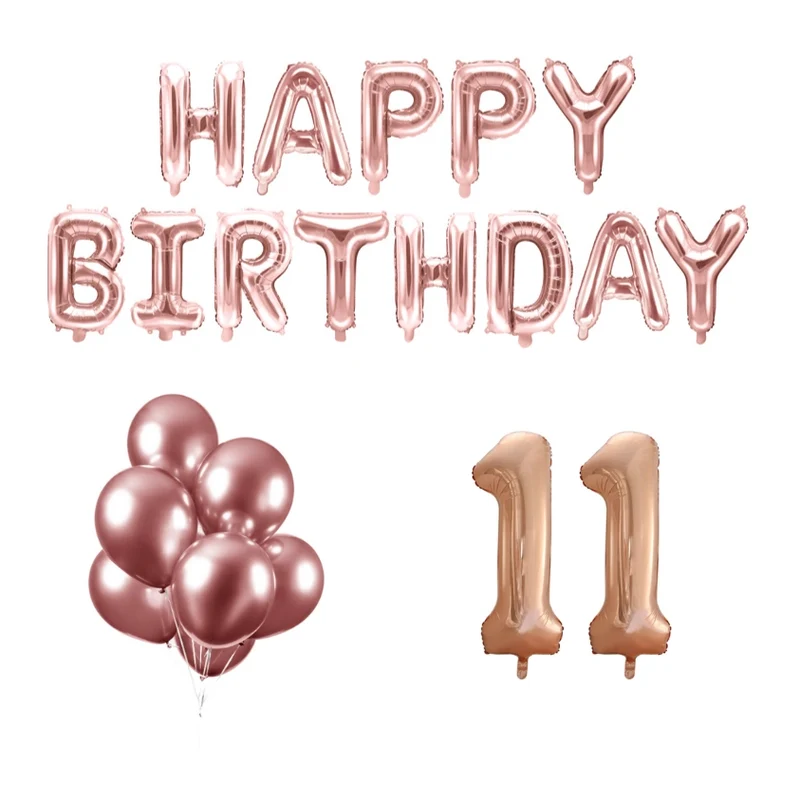 11 jaar Verjaardag Versiering Ballon Pakket rosé goud